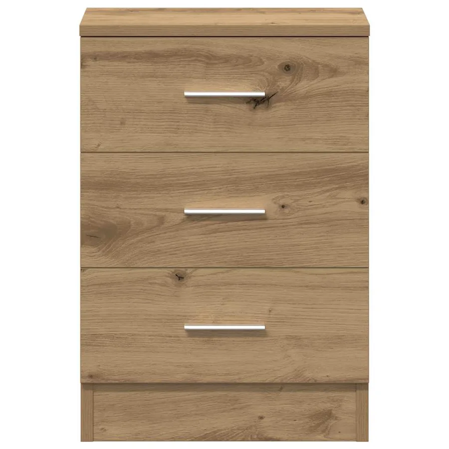 Table de chevet chêne artisanal 38x35x55 cm bois d’ingénierie - 7