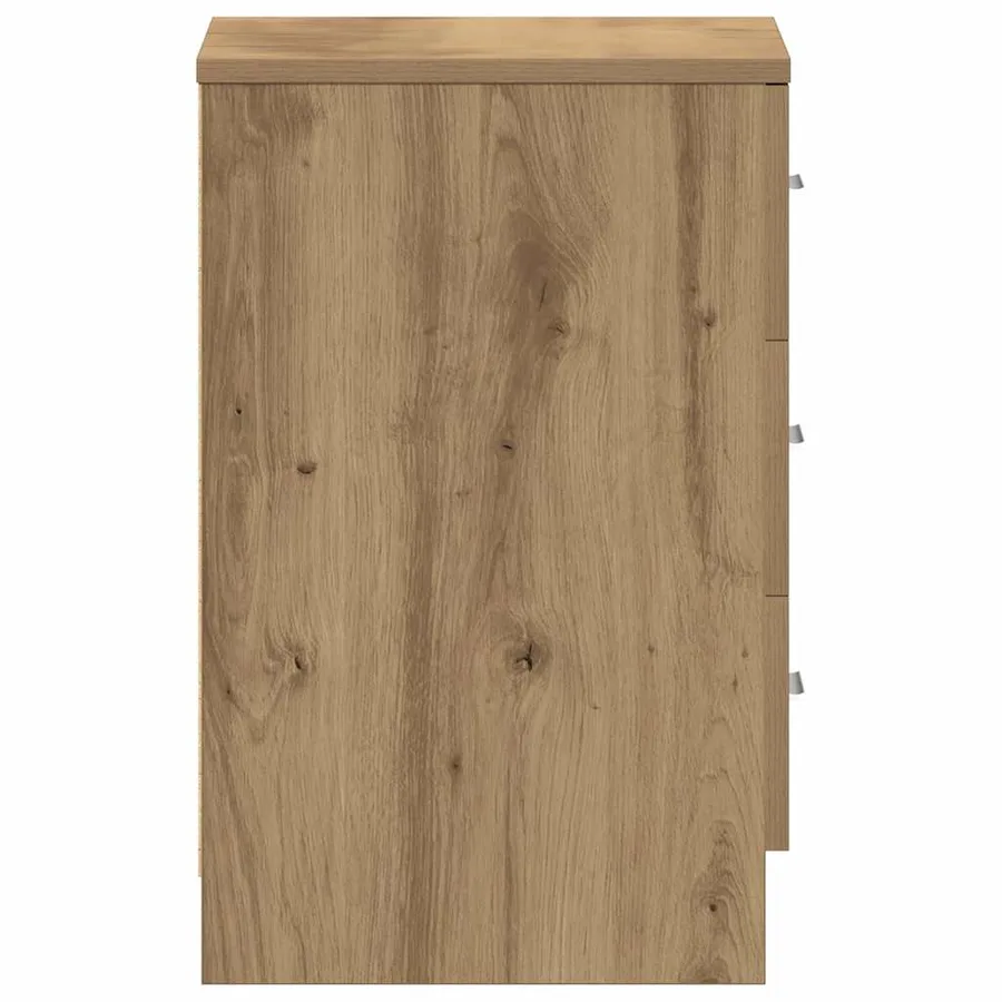 Table de chevet chêne artisanal 38x35x55 cm bois d’ingénierie - 8