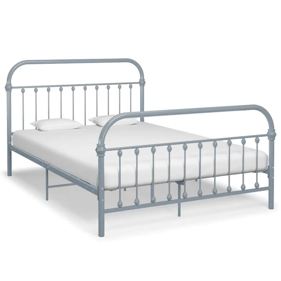 Cadre de lit sans matelas gris métal 120x200 cm
