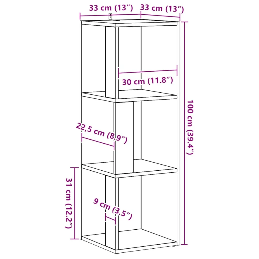 Armoire d'angle chêne artisanal 33x33x100 cm bois d'ingénierie - 10