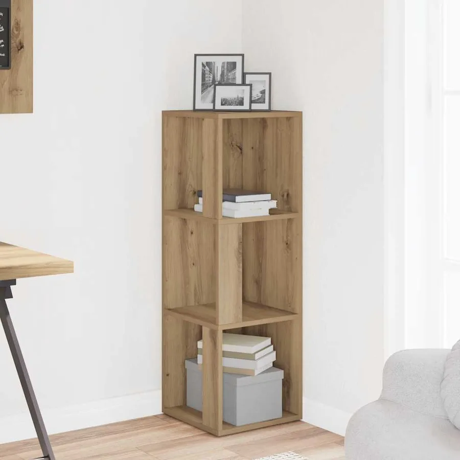 Armoire d'angle chêne artisanal 33x33x100 cm bois d'ingénierie - 3