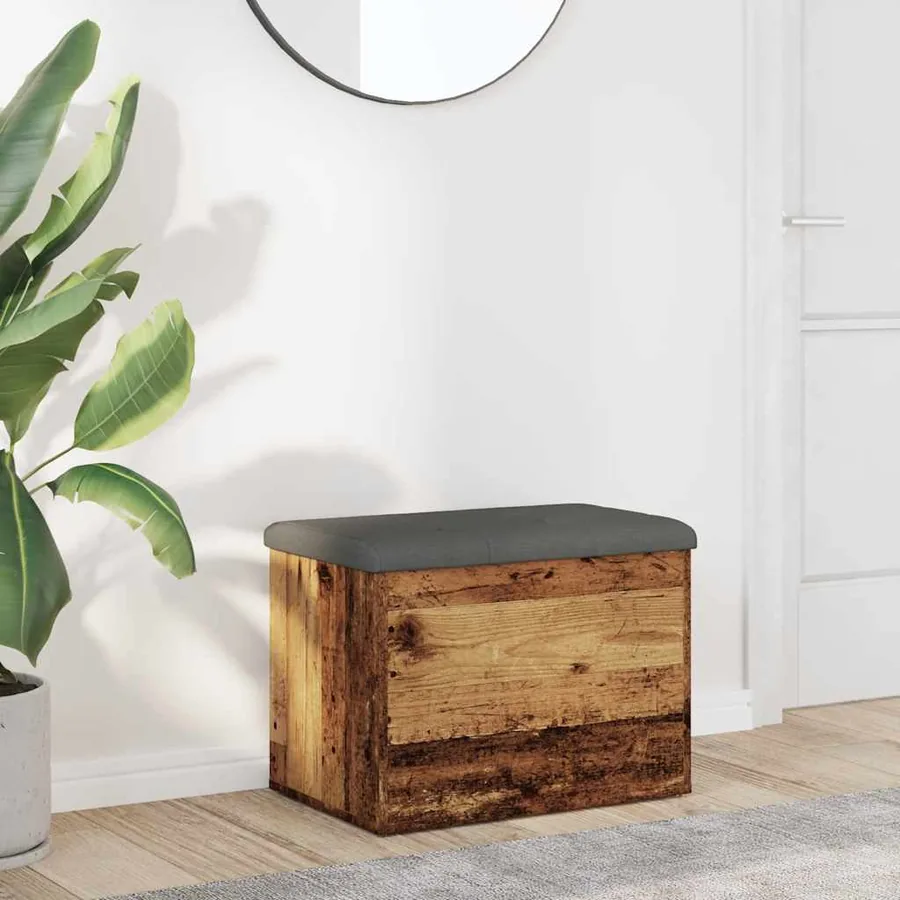 Banc de rangement vieux bois 62x42x45 cm bois d'ingénierie