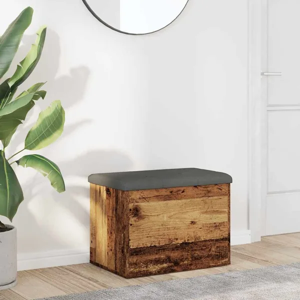 Banc de rangement vieux bois 62x42x45 cm bois d'ingénierie