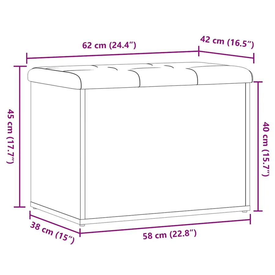 Banc de rangement vieux bois 62x42x45 cm bois d'ingénierie - 8