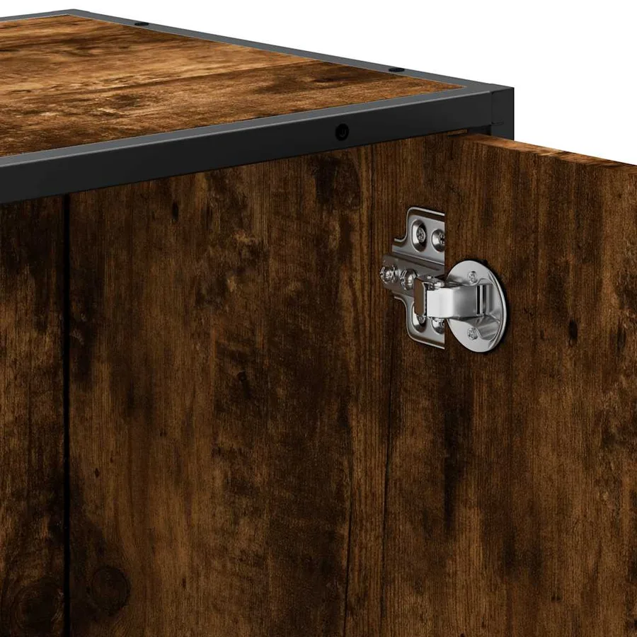 Armoire de lavabo de salle de bain chêne fumé 65x33x60 cm - 10