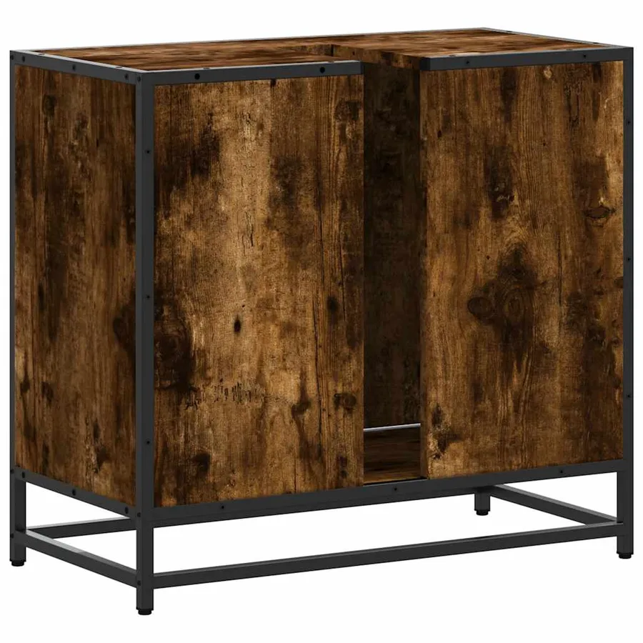 Armoire de lavabo de salle de bain chêne fumé 65x33x60 cm - 8