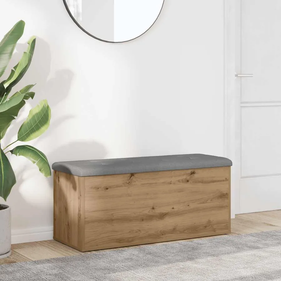 Banc de rangement Chêne artisanal 102x42x45 cm Bois d'ingénierie
