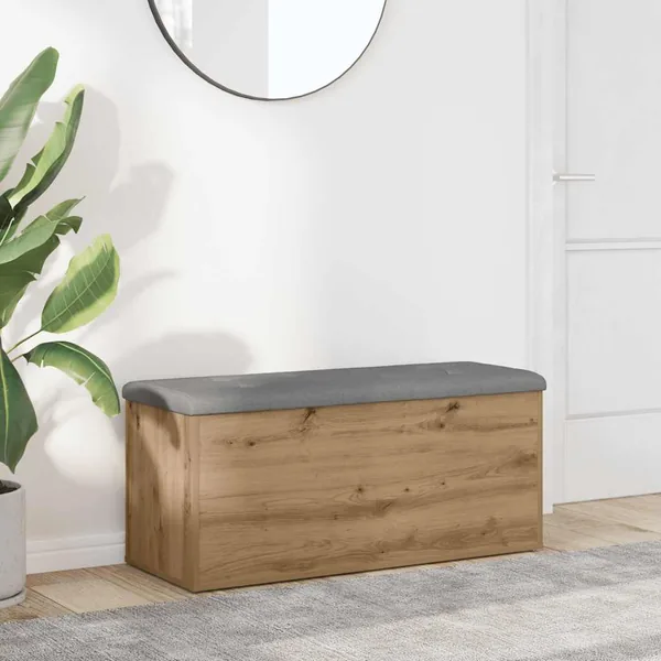 Banc de rangement Chêne artisanal 102x42x45 cm Bois d'ingénierie