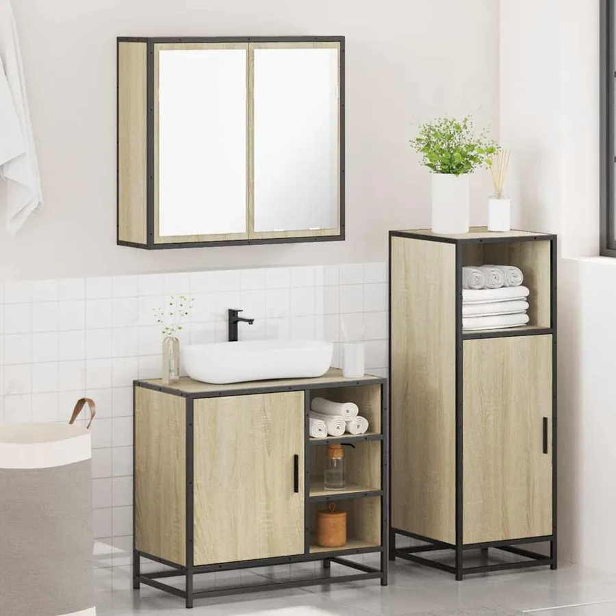 Ensemble de meubles de salle de bain 3 pcs chêne sonoma - 4