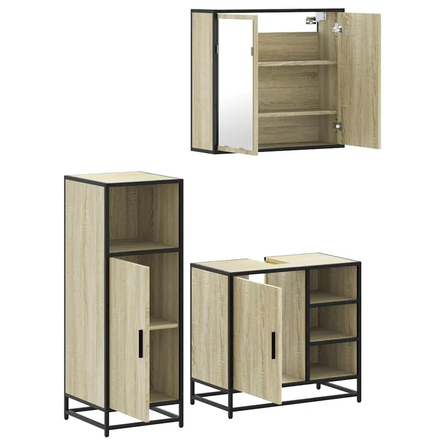 Ensemble de meubles de salle de bain 3 pcs chêne sonoma - 6
