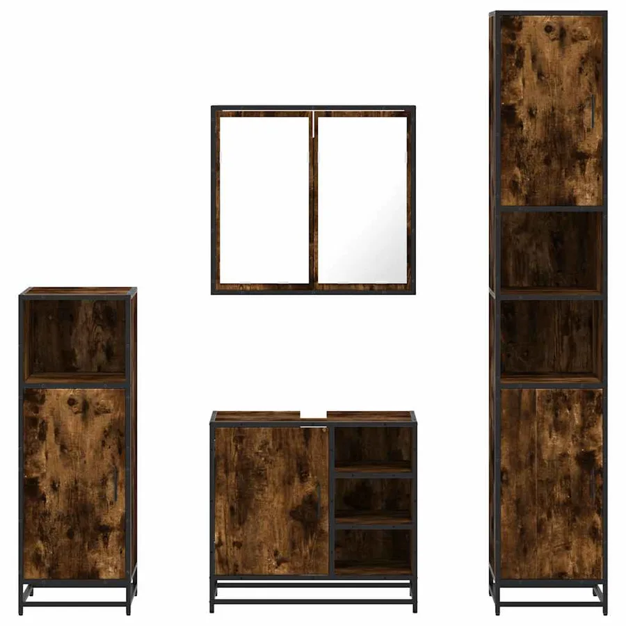Ensemble meubles salle de bain 4 pcs chêne fumé bois ingénierie - 5