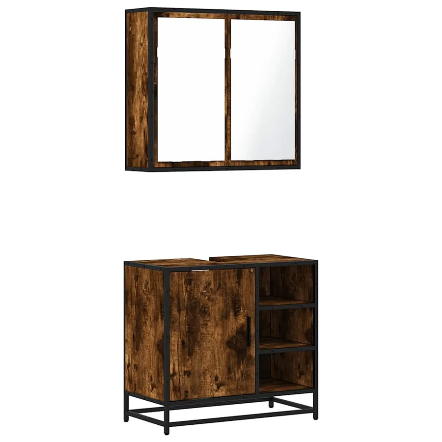 Ensemble de meubles de salle de bain 2 pcs Chêne fumé - 2