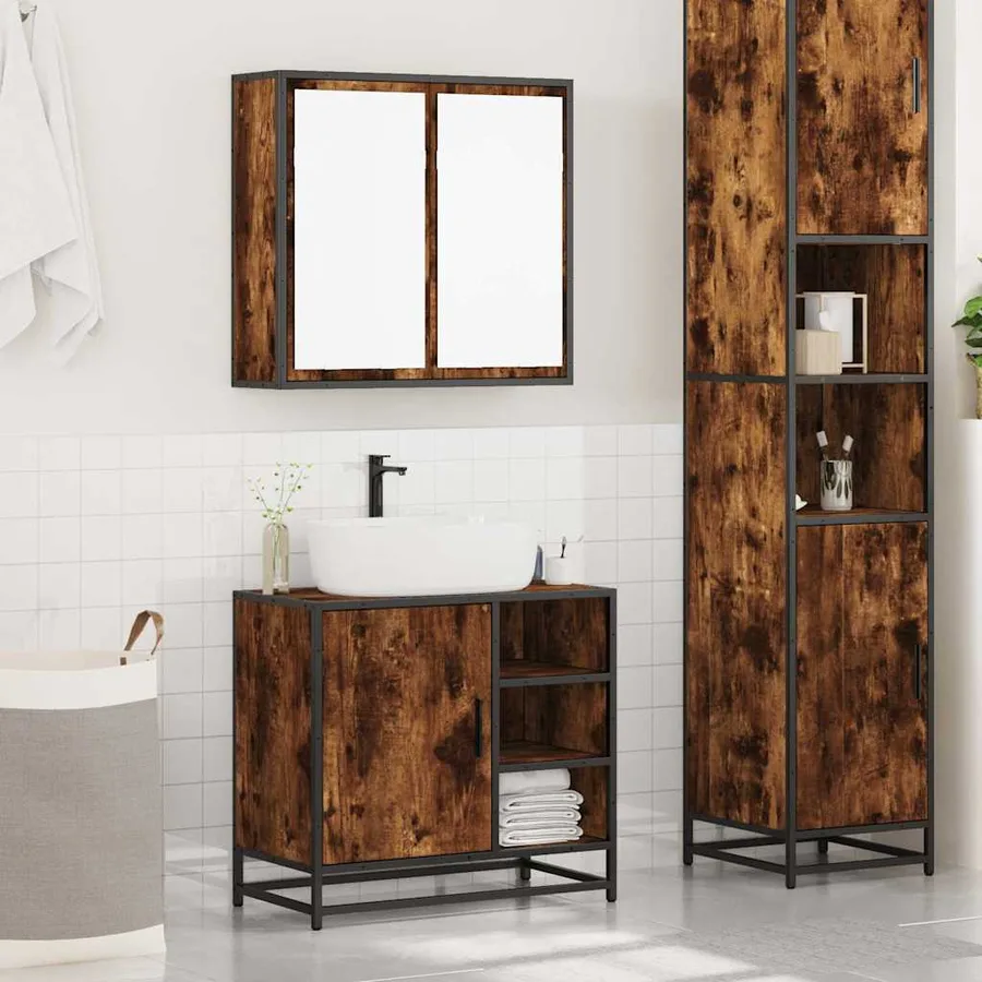 Ensemble de meubles de salle de bain 2 pcs Chêne fumé - 3