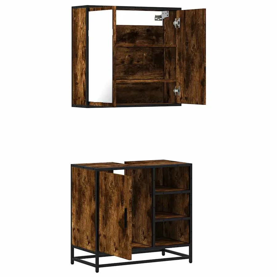 Ensemble de meubles de salle de bain 2 pcs Chêne fumé - 8