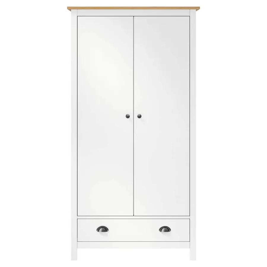 Garde-robe à 2 portes Hill Blanc 89x50x170cm Bois de pin solide - 2