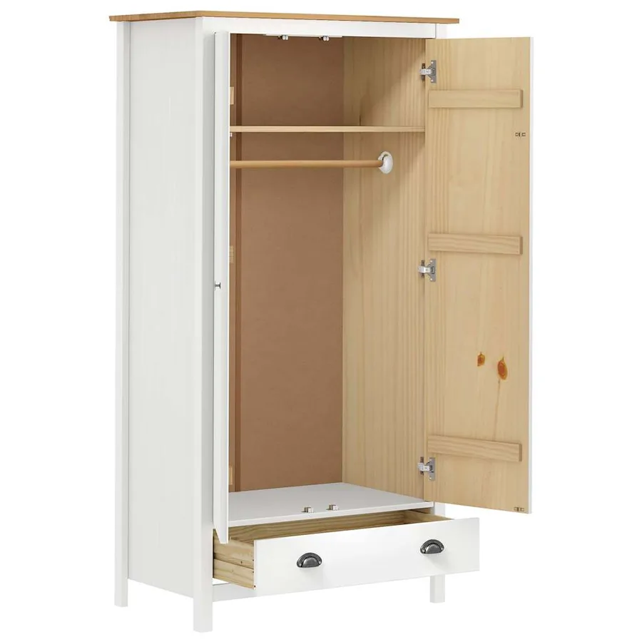 Garde-robe à 2 portes Hill Blanc 89x50x170cm Bois de pin solide - 3