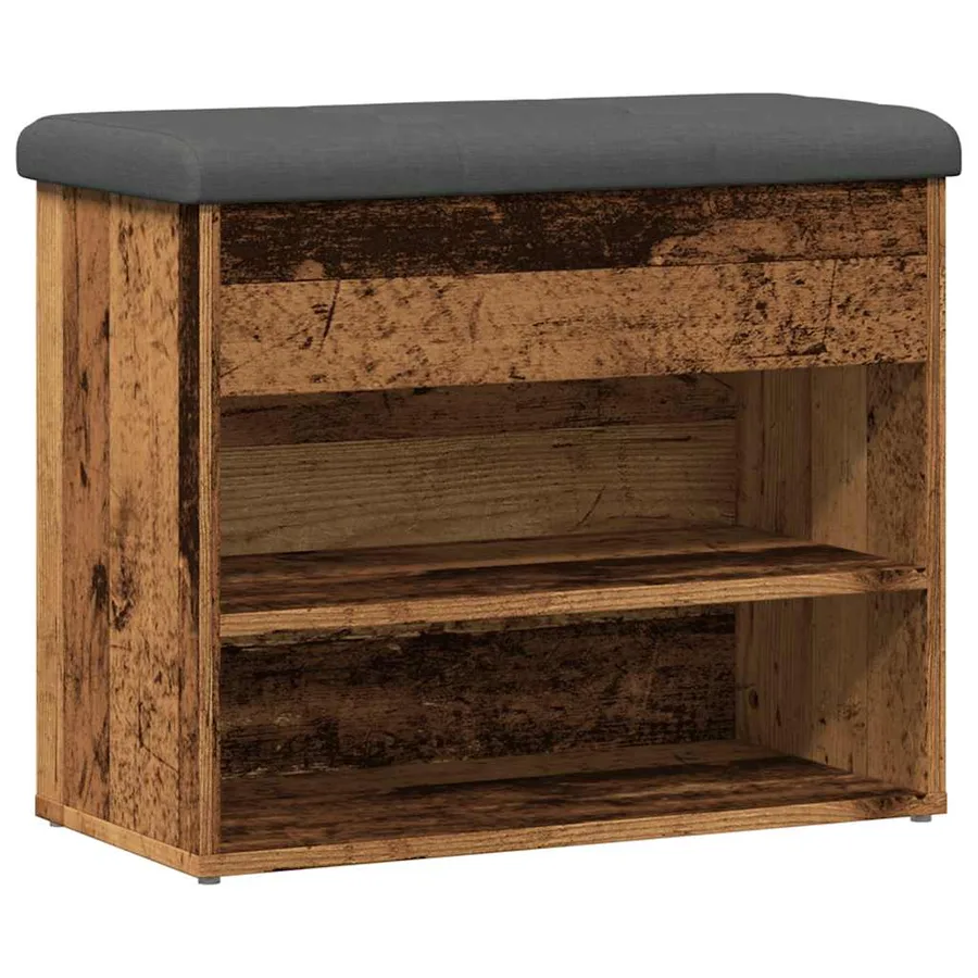 Banc à chaussures vieux bois 62x32x50 cm bois d'ingénierie - 2
