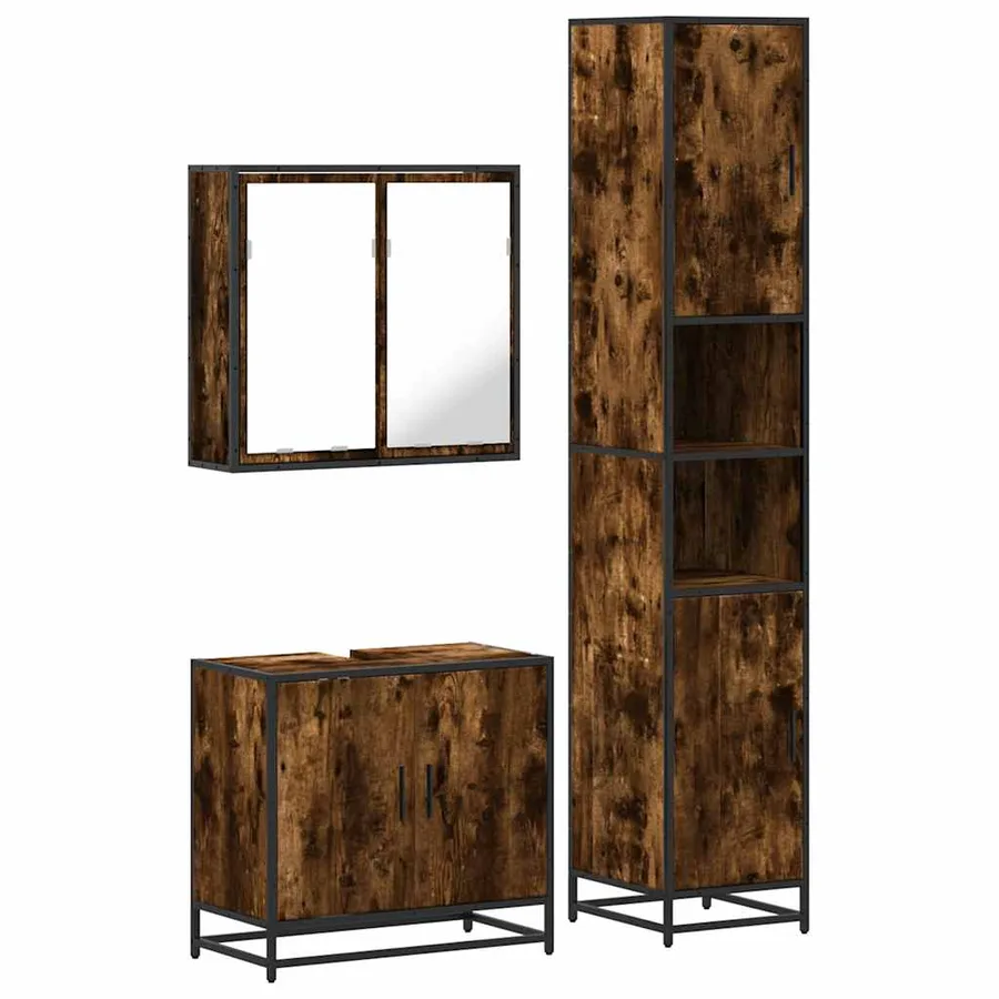 Ensemble de meubles de salle de bain 3 pcs Chêne fumé - 2