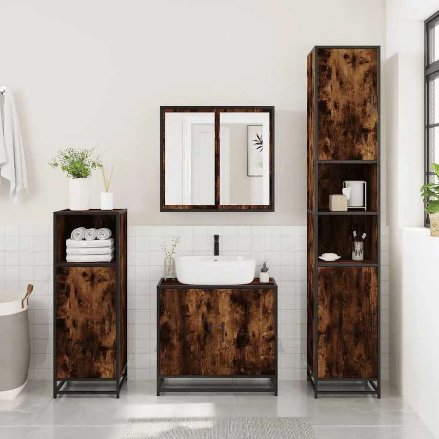 Ensemble de meubles de salle de bain 3 pcs Chêne fumé - 3