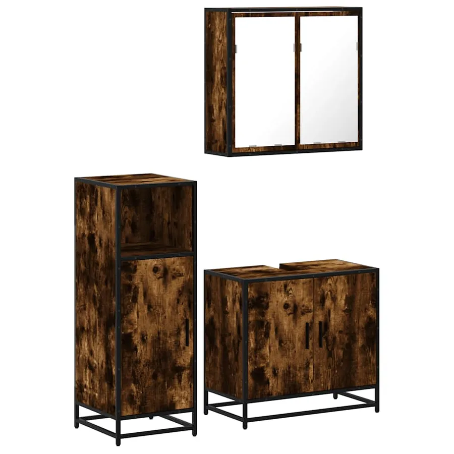 Ensemble de meubles de salle de bain 3 pcs Chêne fumé - 2