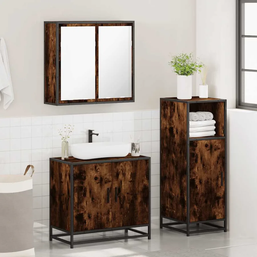 Ensemble de meubles de salle de bain 3 pcs Chêne fumé - 4