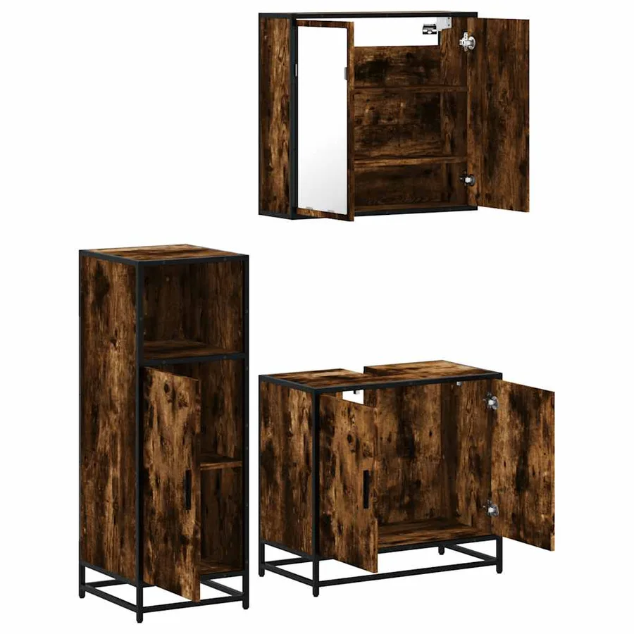 Ensemble de meubles de salle de bain 3 pcs Chêne fumé - 6