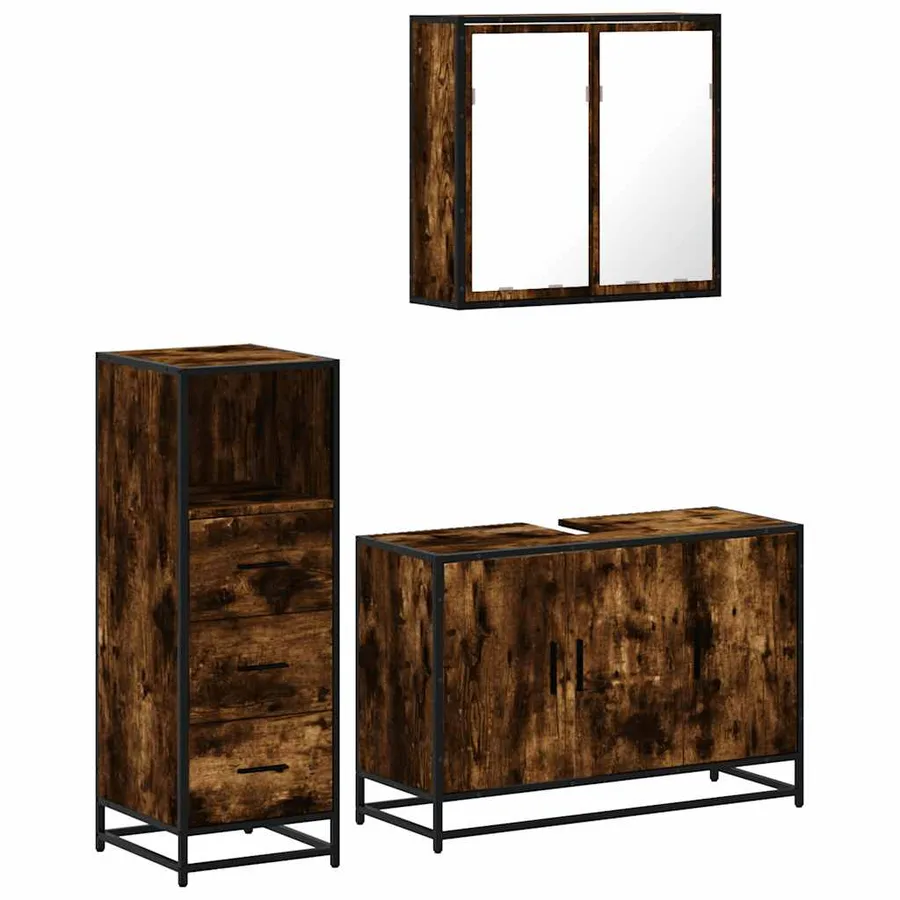 Ensemble de meubles de salle de bain 3 pcs Chêne fumé - 2