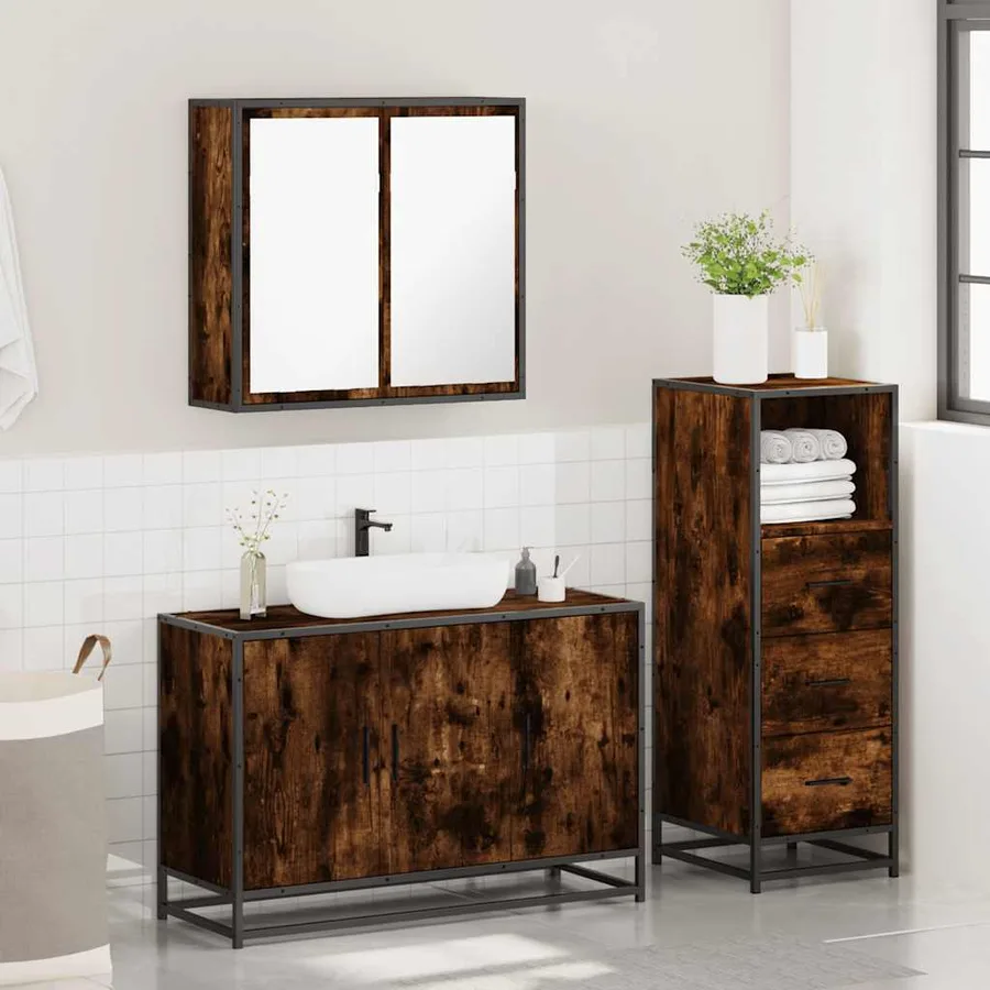 Ensemble de meubles de salle de bain 3 pcs Chêne fumé - 4