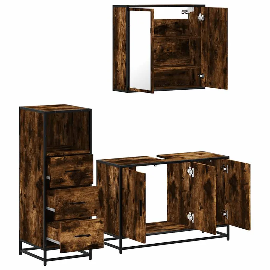 Ensemble de meubles de salle de bain 3 pcs Chêne fumé - 6