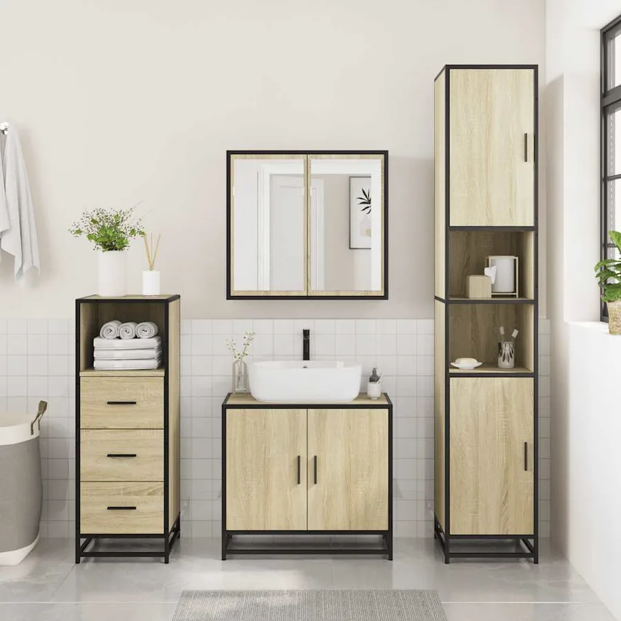 Ensemble de meubles de salle de bain 3 pcs chêne sonoma - 3