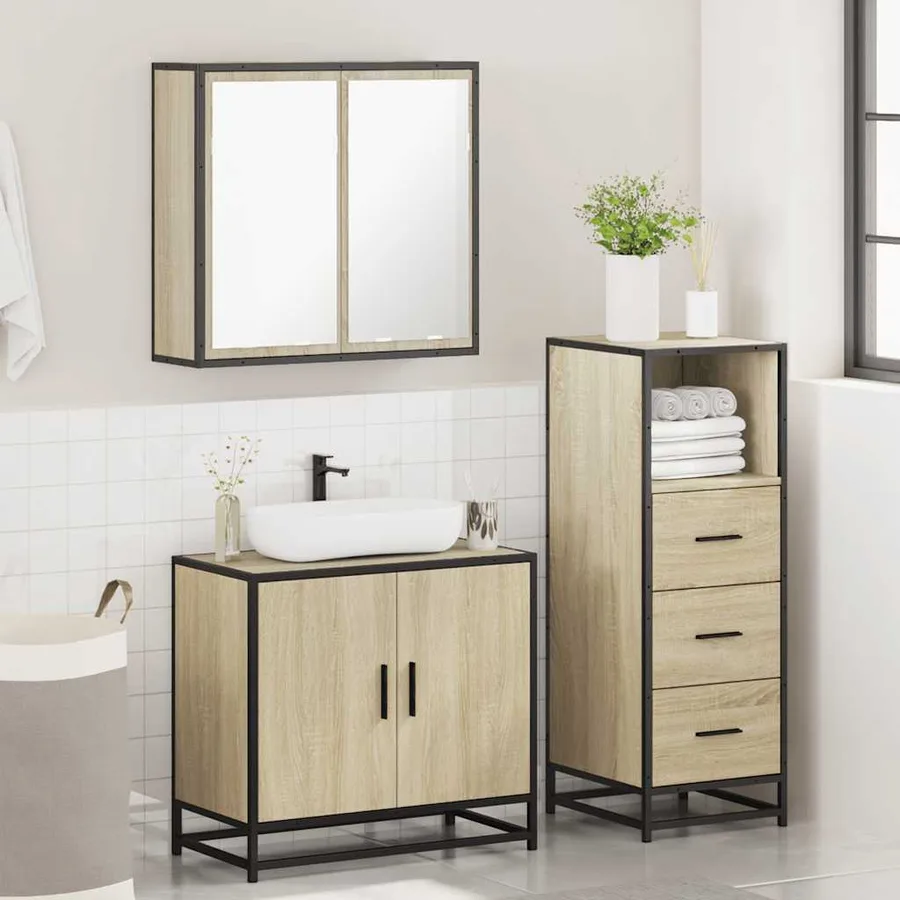 Ensemble de meubles de salle de bain 3 pcs chêne sonoma - 4