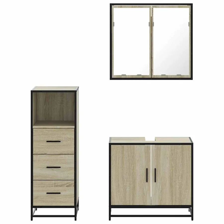 Ensemble de meubles de salle de bain 3 pcs chêne sonoma - 5
