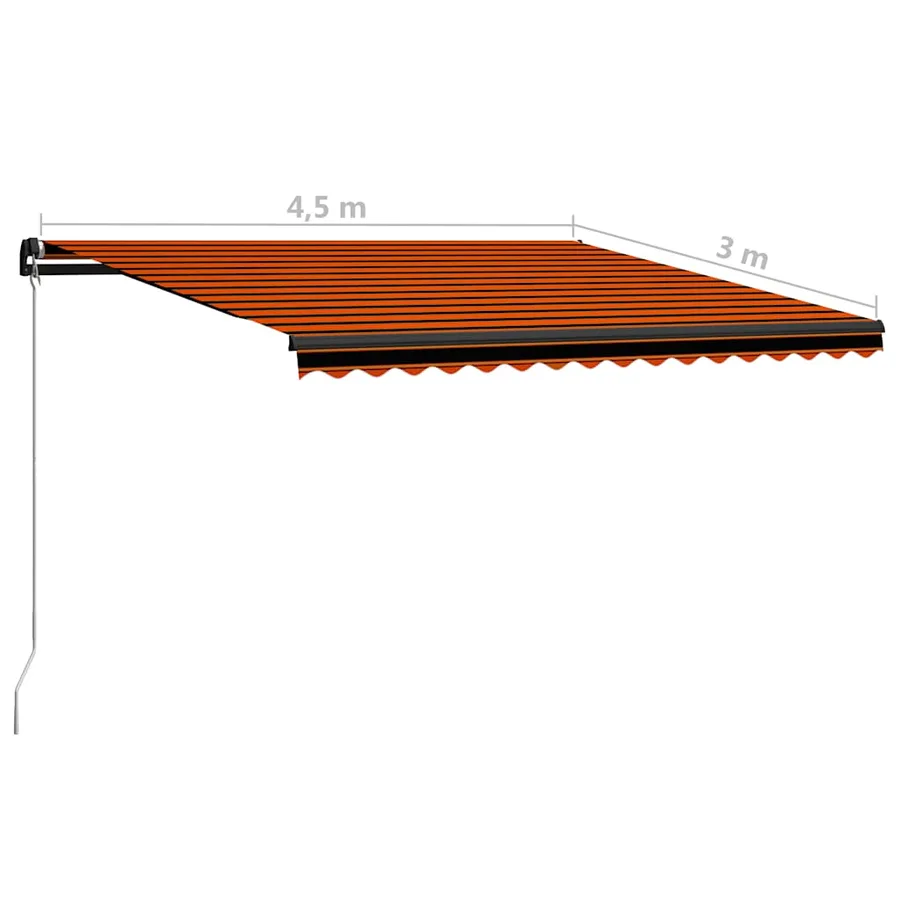 Auvent manuel rétractable avec LED 450x300 cm Orange et marron - 11