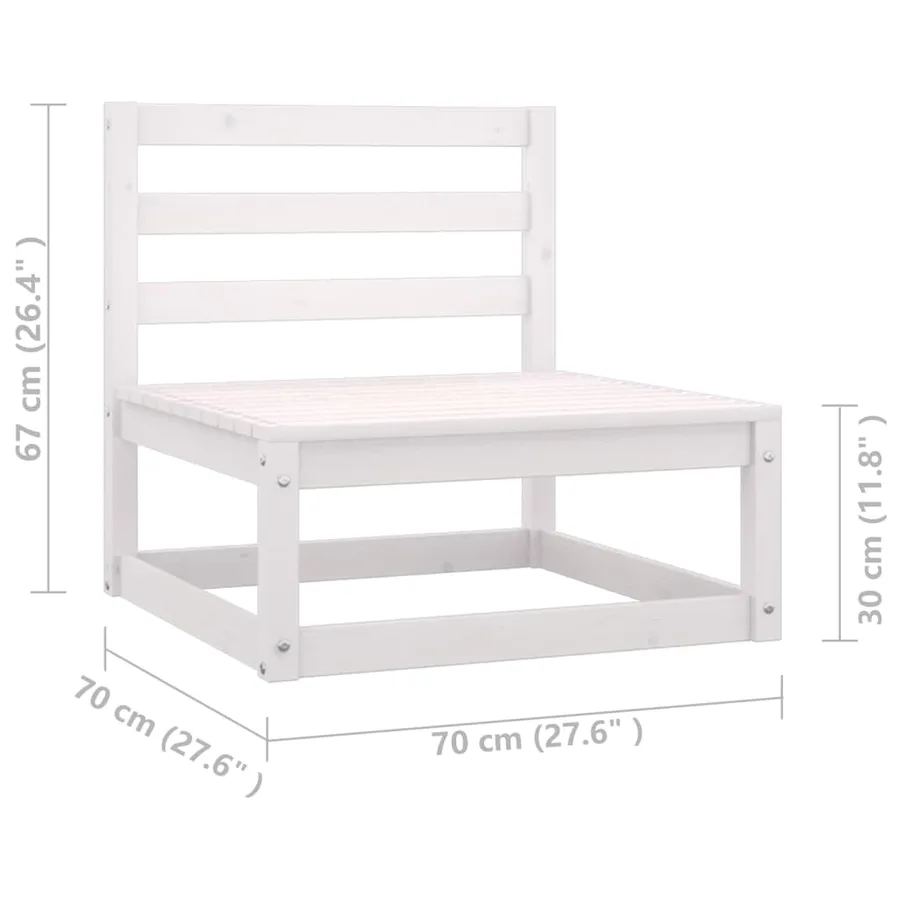 Salon de jardin avec coussins 8 pcs blanc bois de pin massif - 10