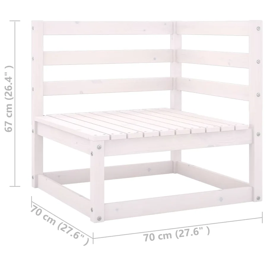 Salon de jardin avec coussins 8 pcs blanc bois de pin massif - 9