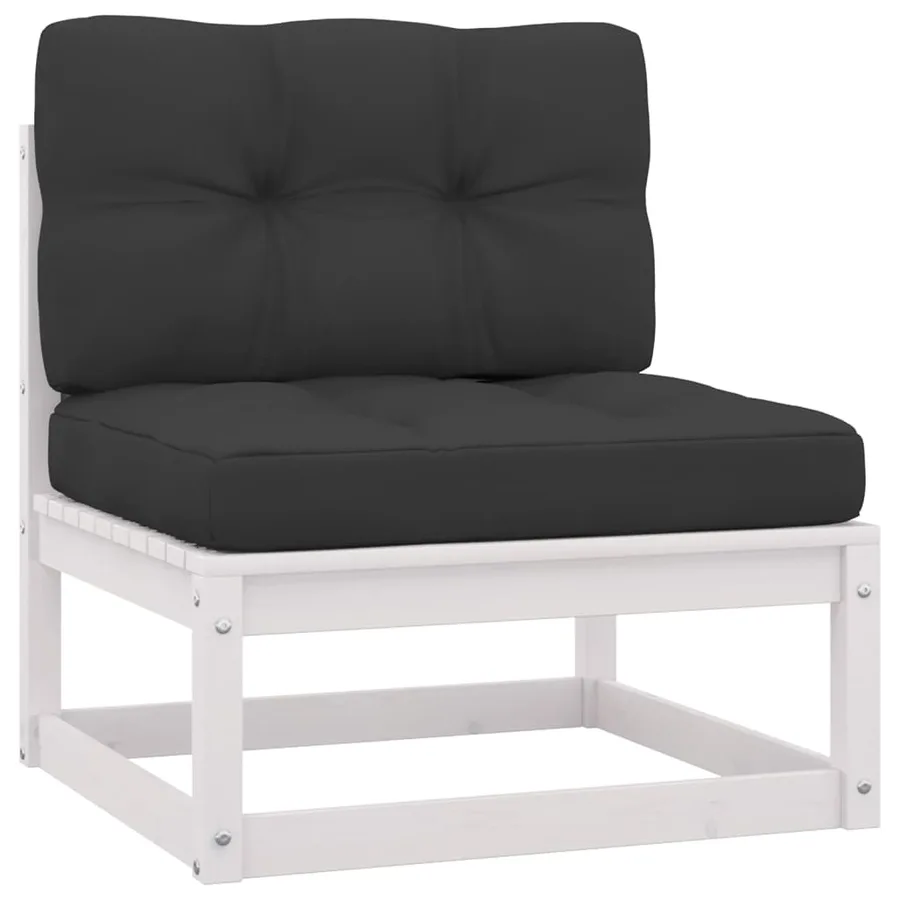 Salon de jardin avec coussins 8 pcs blanc bois de pin massif - 5