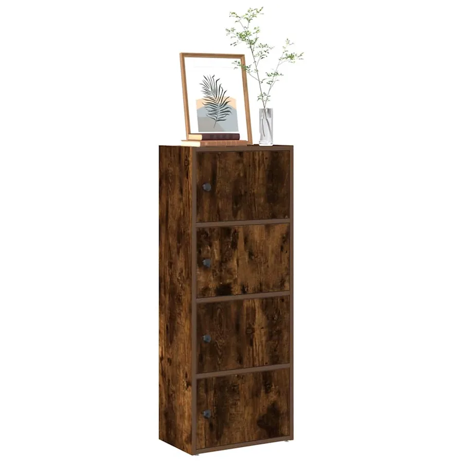Bibliothèque chêne fumé 40x24x102 cm bois d'ingénierie