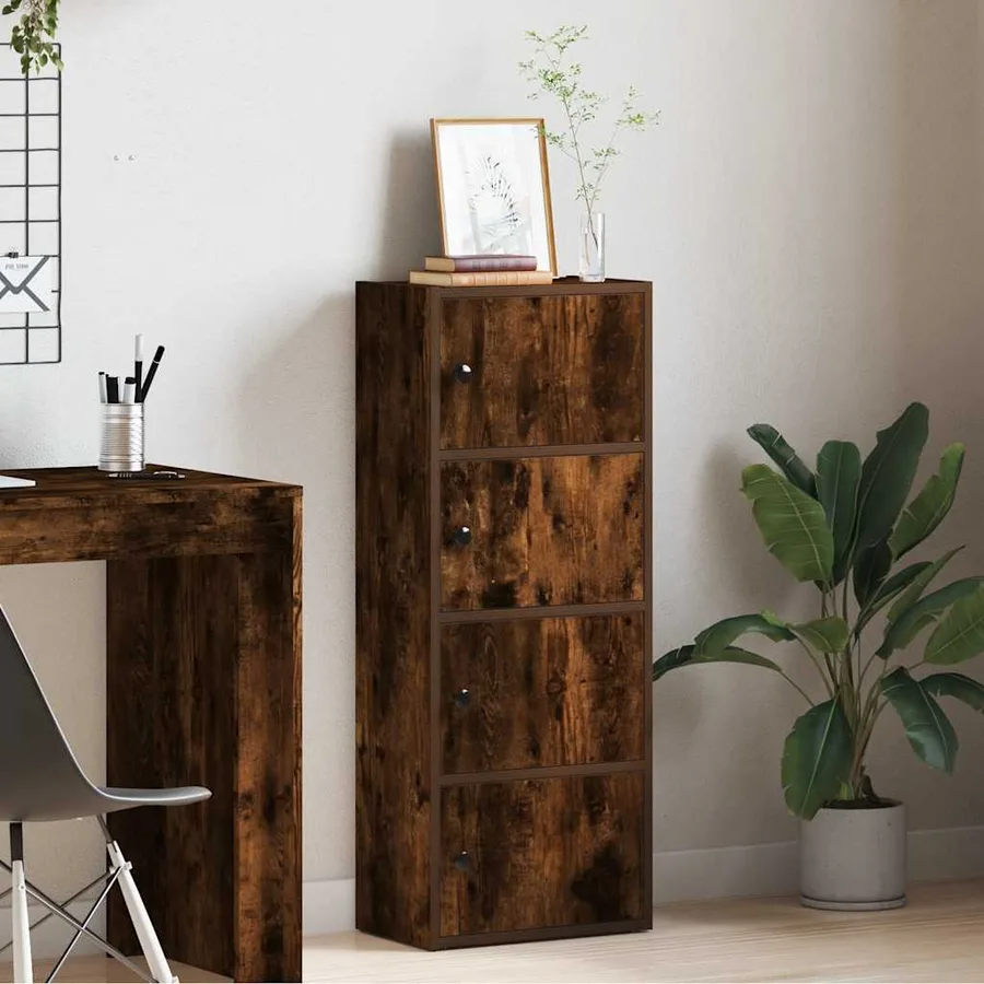 Bibliothèque chêne fumé 40x24x102 cm bois d'ingénierie - 3