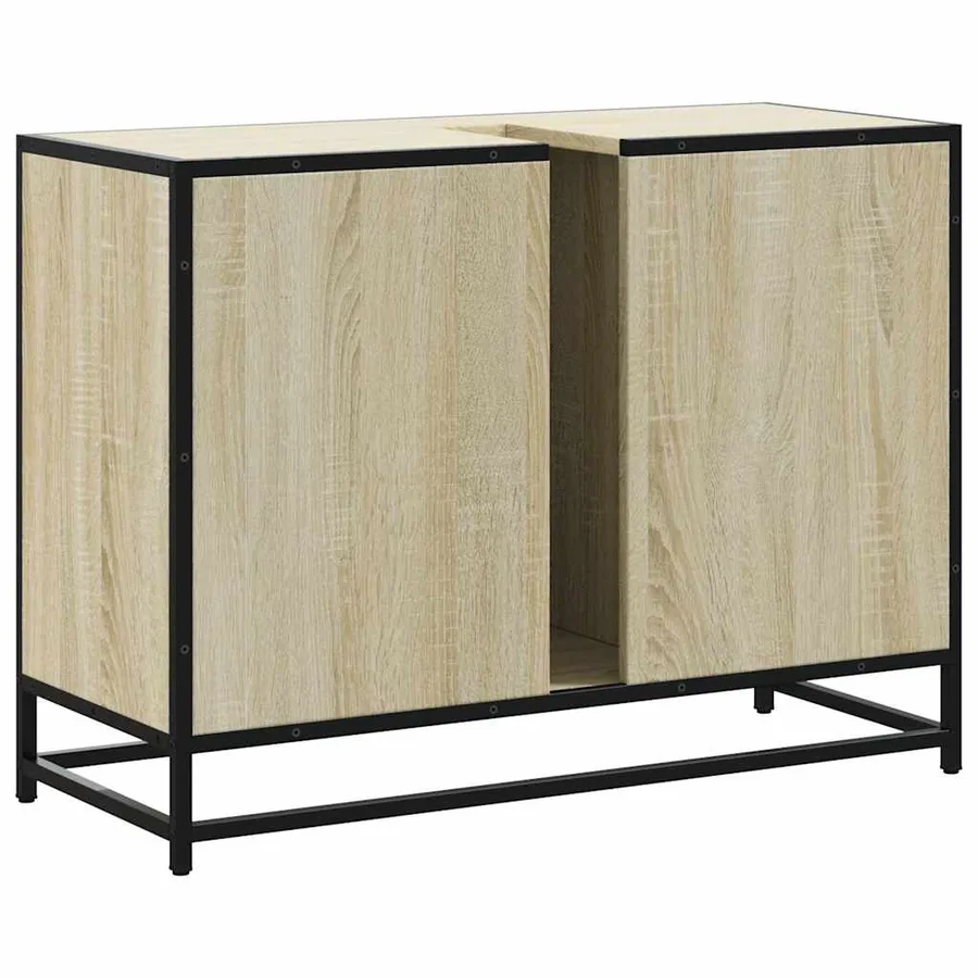 Meuble de salle de bain avec lavabo Chêne Sonoma 80 x 33 x 60 cm Bois d'ingénierie - 8