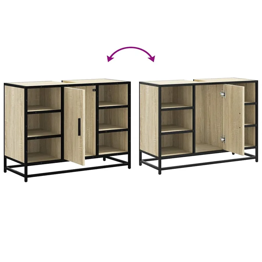 Meuble de salle de bain avec lavabo Chêne Sonoma 80 x 33 x 60 cm Bois d'ingénierie - 9