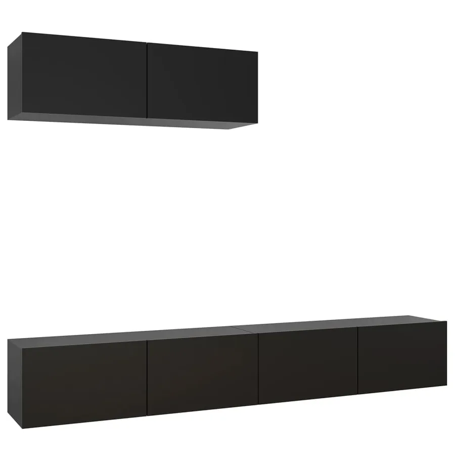 Meubles TV 3 pcs Noir Bois d'ingénierie - 2