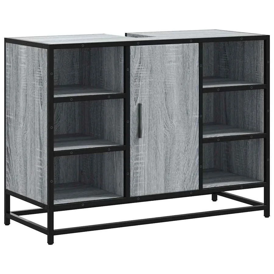 Armoire lavabo de salle de bain sonoma gris bois d'ingénierie - 2