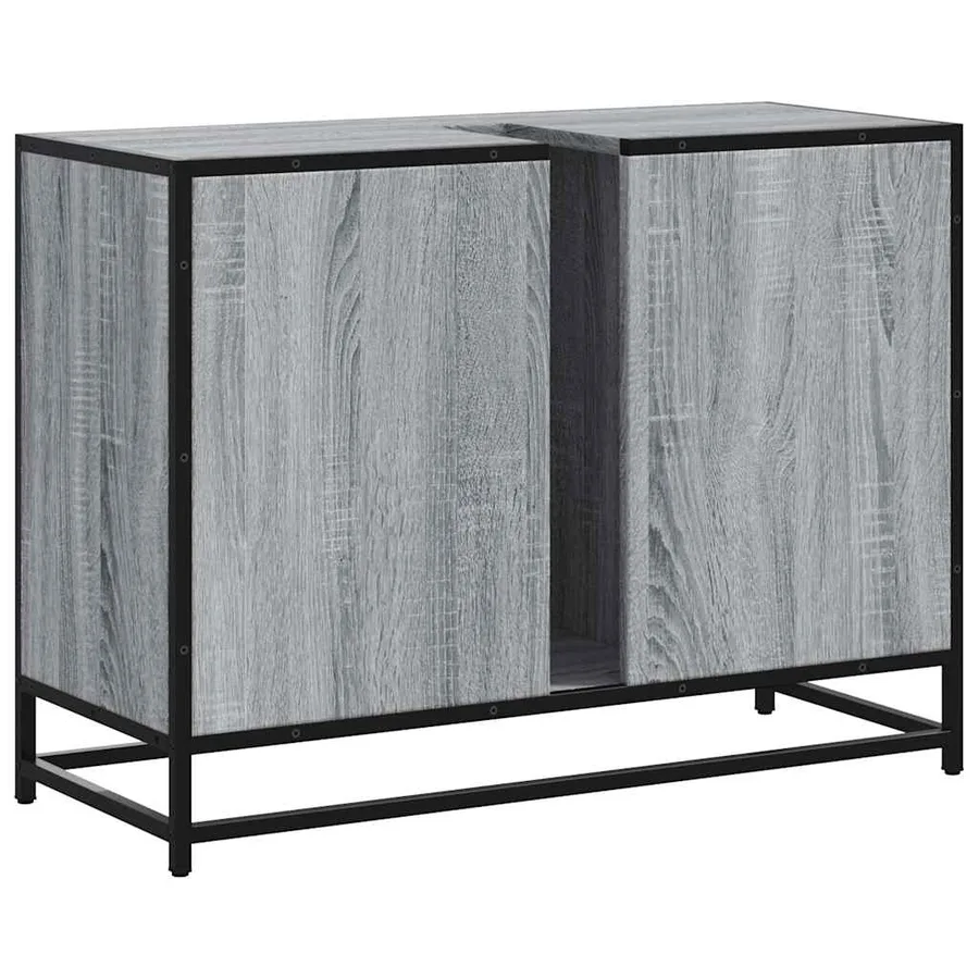 Armoire lavabo de salle de bain sonoma gris bois d'ingénierie - 8