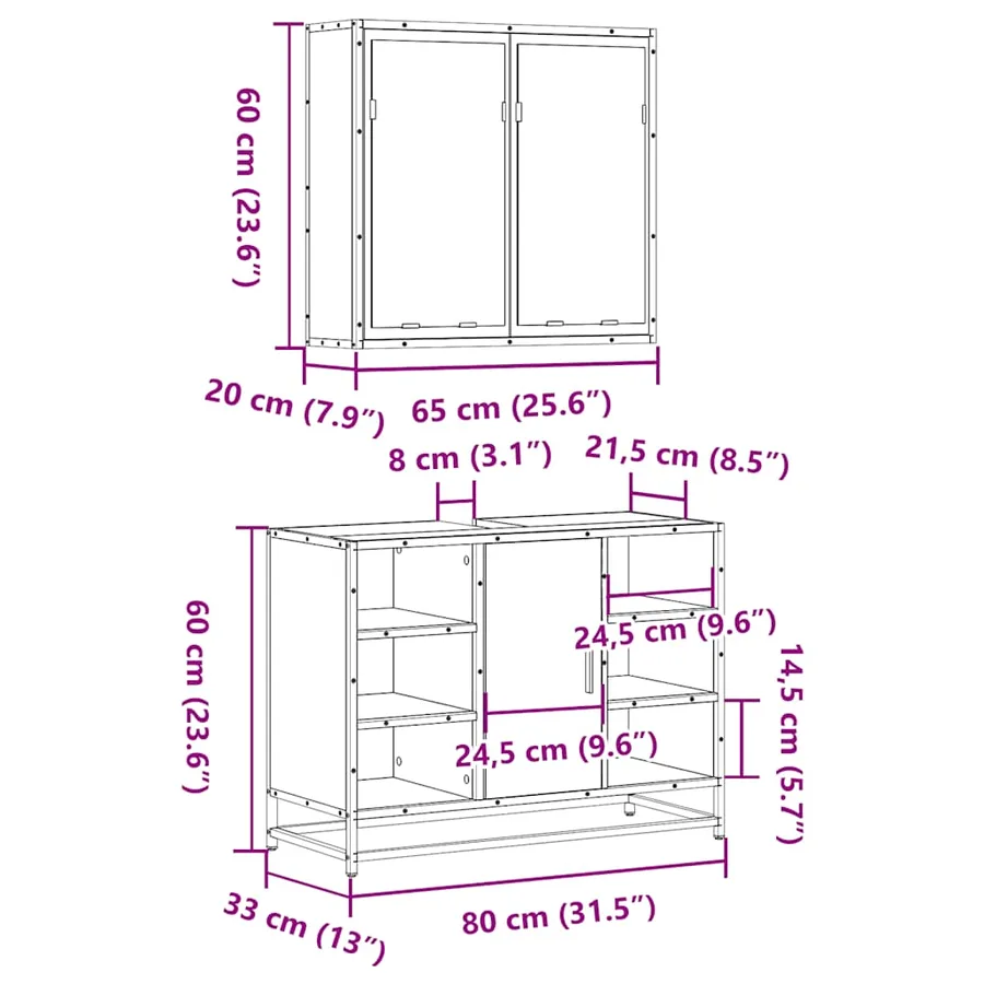 Ensemble de meubles de salle de bain 2 pcs chêne sonoma - 11