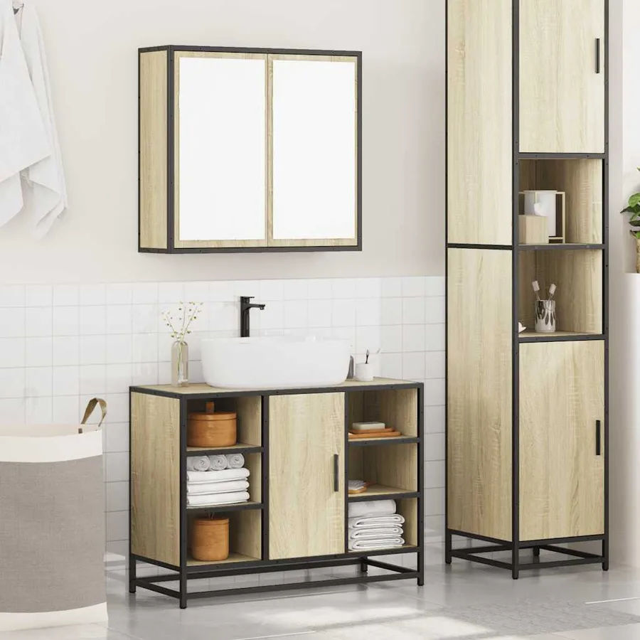 Ensemble de meubles de salle de bain 2 pcs chêne sonoma - 3