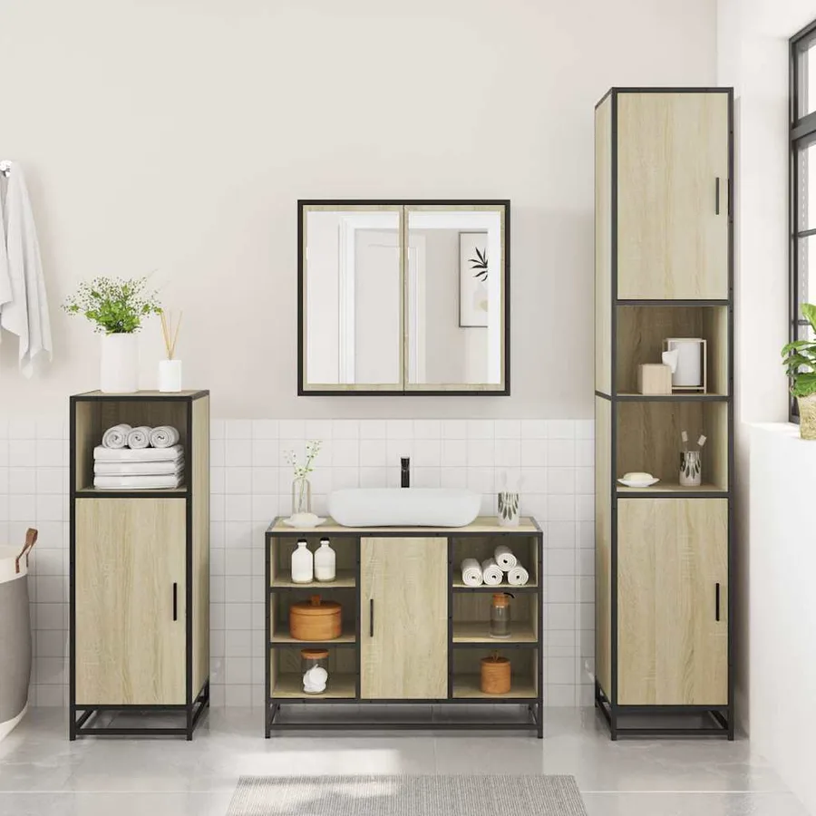 Ensemble de meubles de salle de bain 2 pcs chêne sonoma - 4