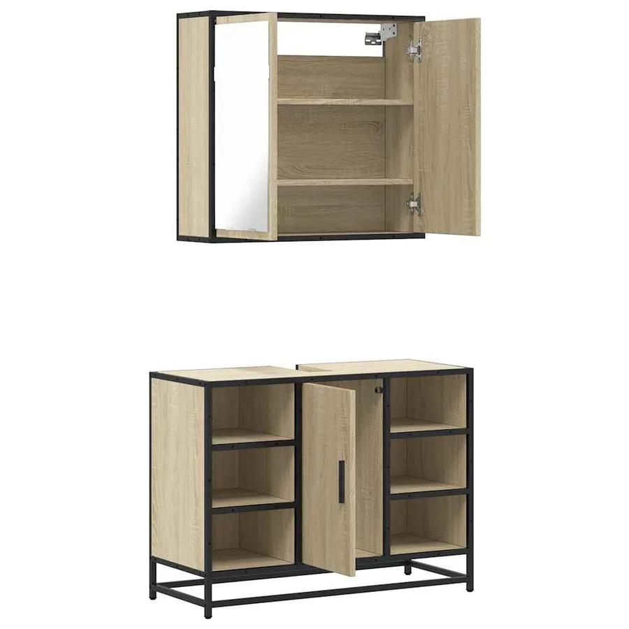 Ensemble de meubles de salle de bain 2 pcs chêne sonoma - 8