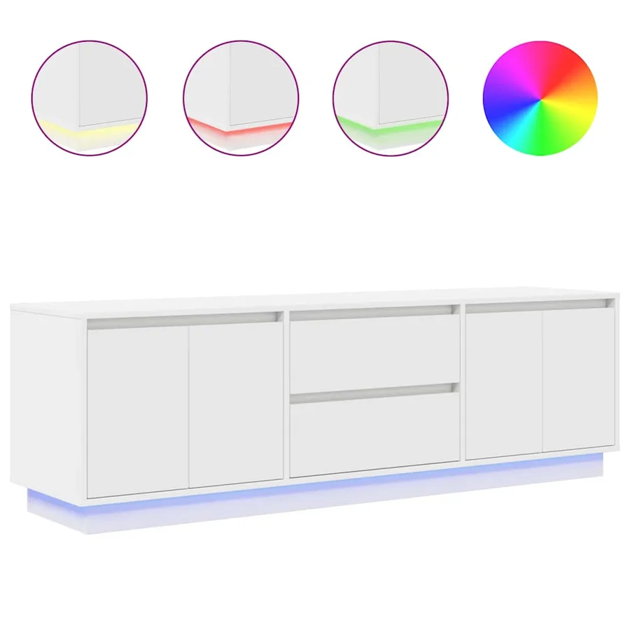 Meuble TV avec lumières LED blanc 160,5x41x50 cm - 2
