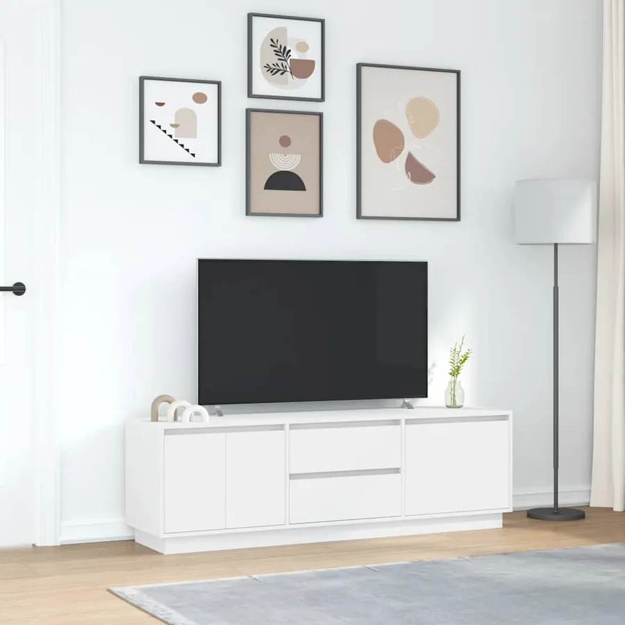 Meuble TV avec lumières LED blanc 160,5x41x50 cm - 4