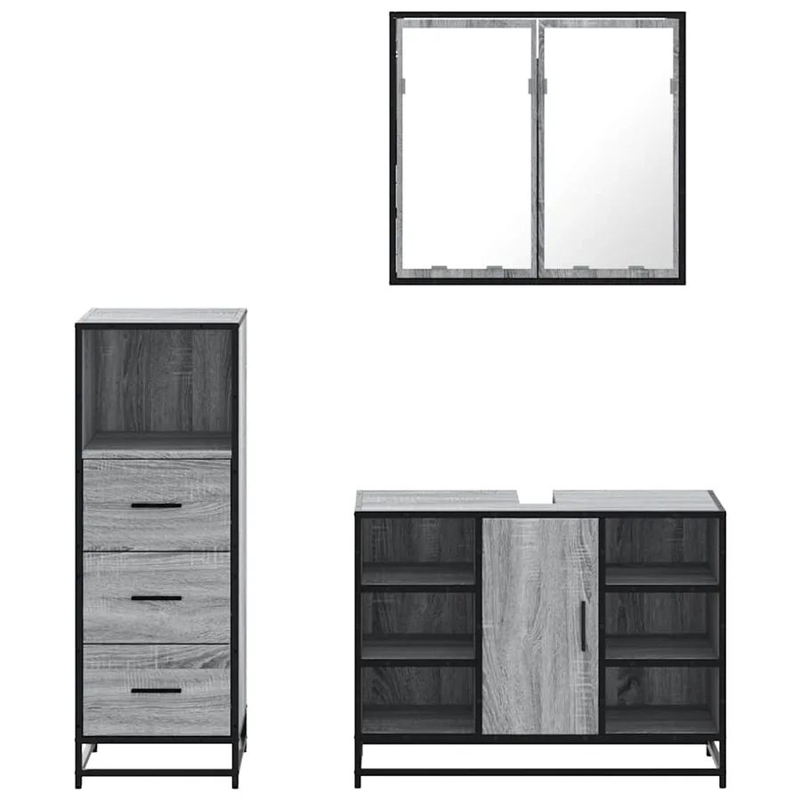 Ensemble de meubles de salle de bain 3 pcs Sonoma gris - 5